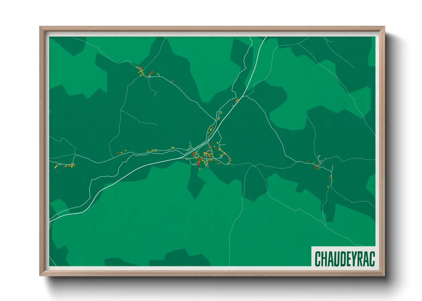 Une affiche de carte sur Chaudeyrac