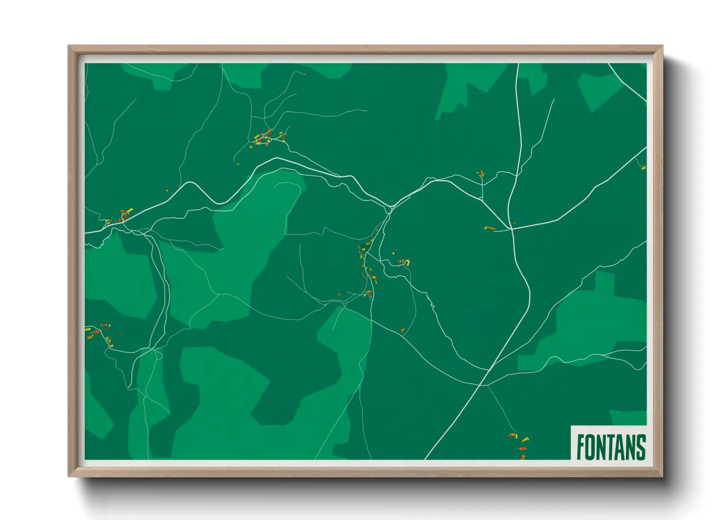 Une affiche de carte sur Fontans