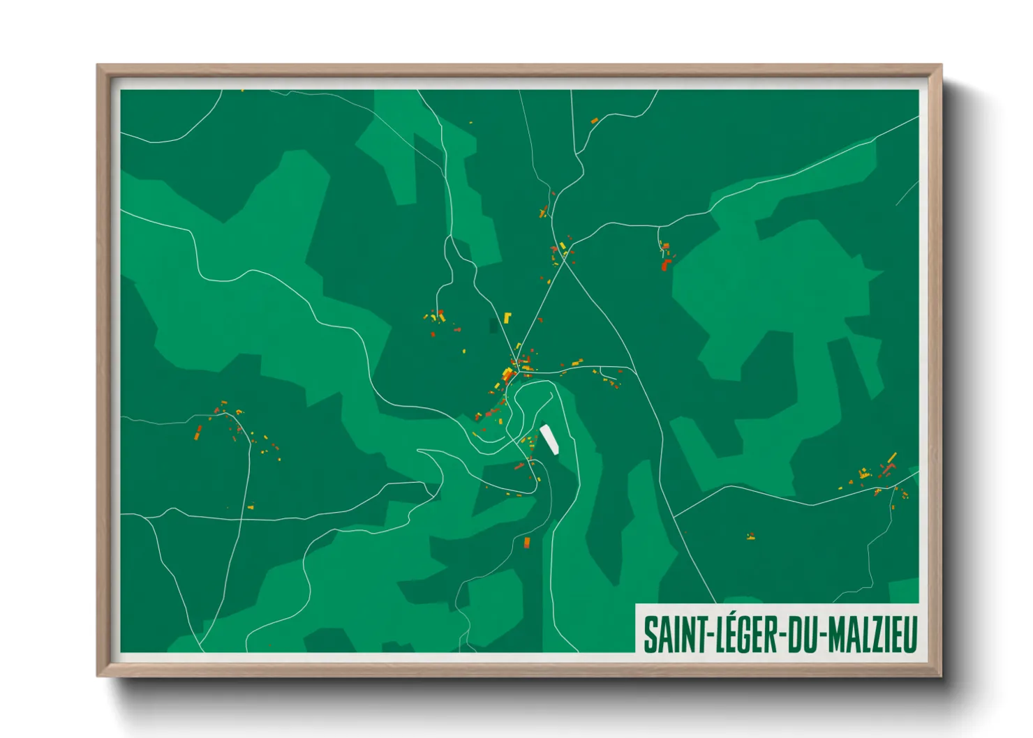 Une affiche de carte sur Saint-Léger-du-Malzieu