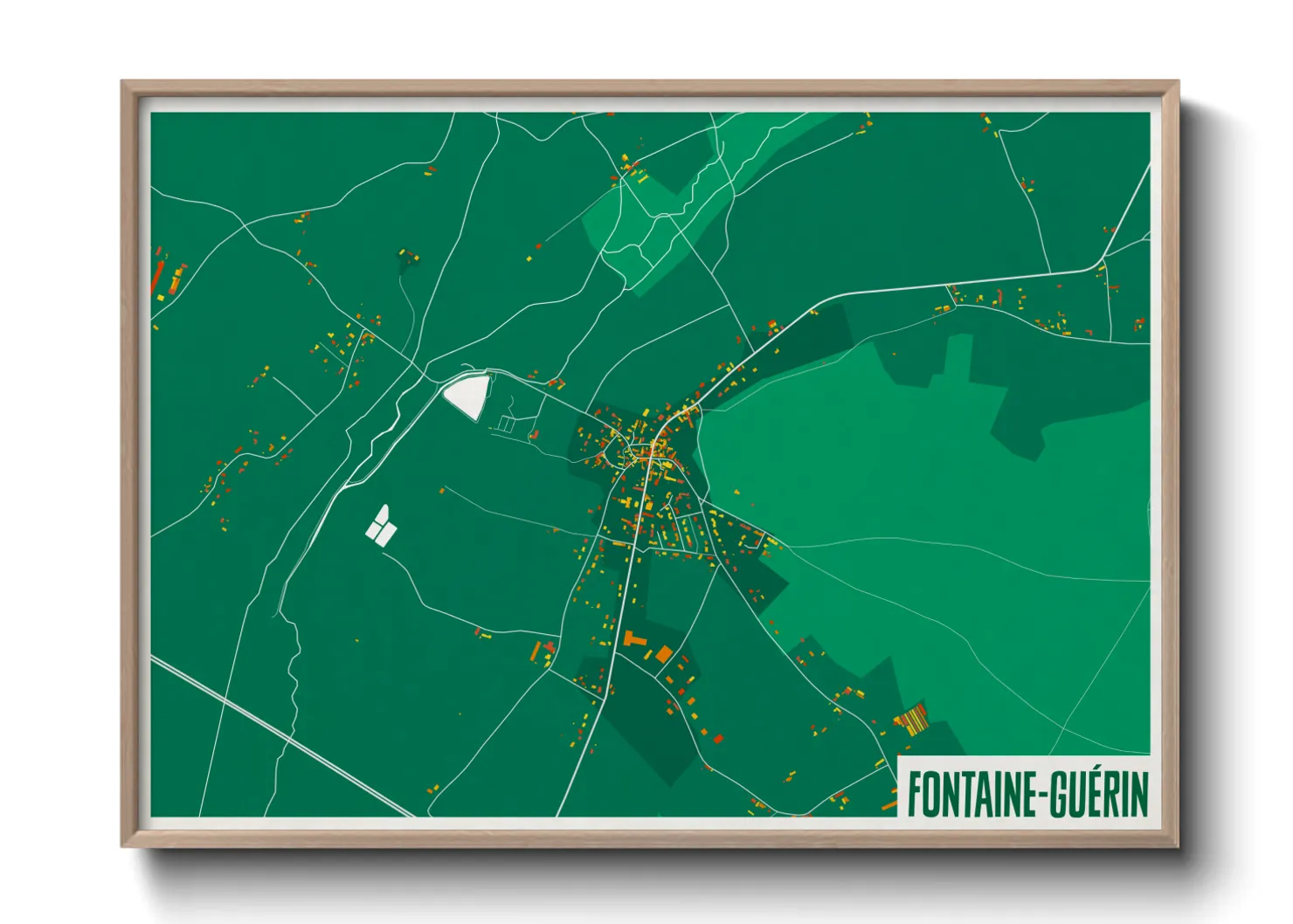 Une affiche de carte sur Fontaine-Guérin
