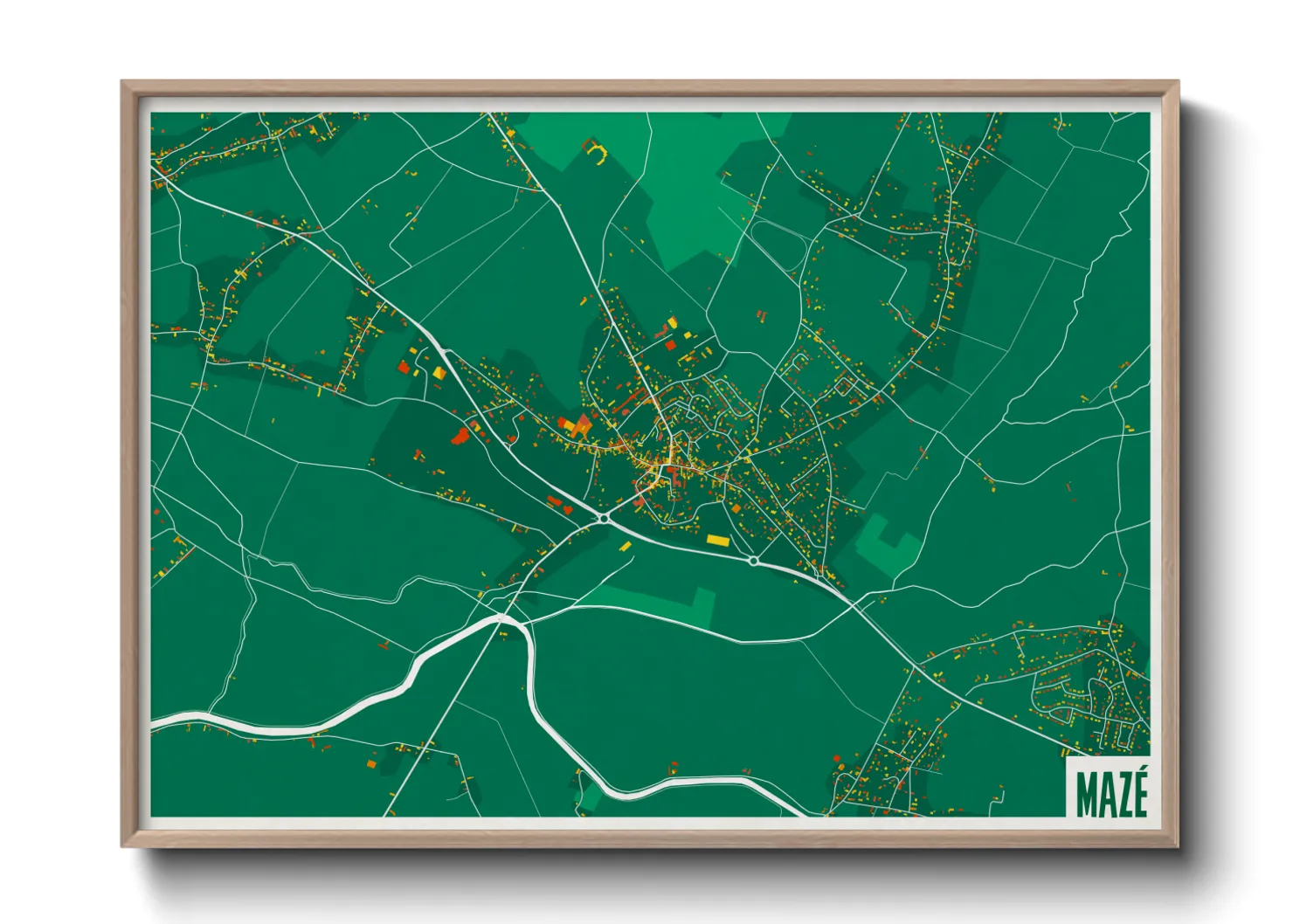Une affiche de carte sur Mazé