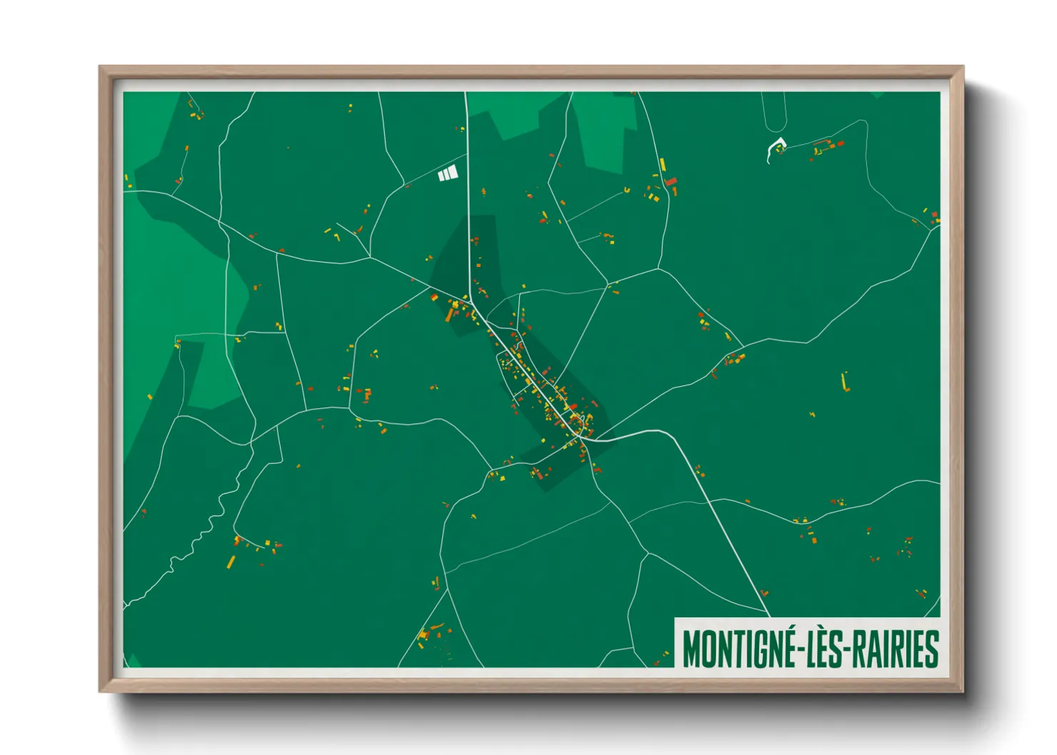 Une affiche de carte sur Montigné-lès-Rairies