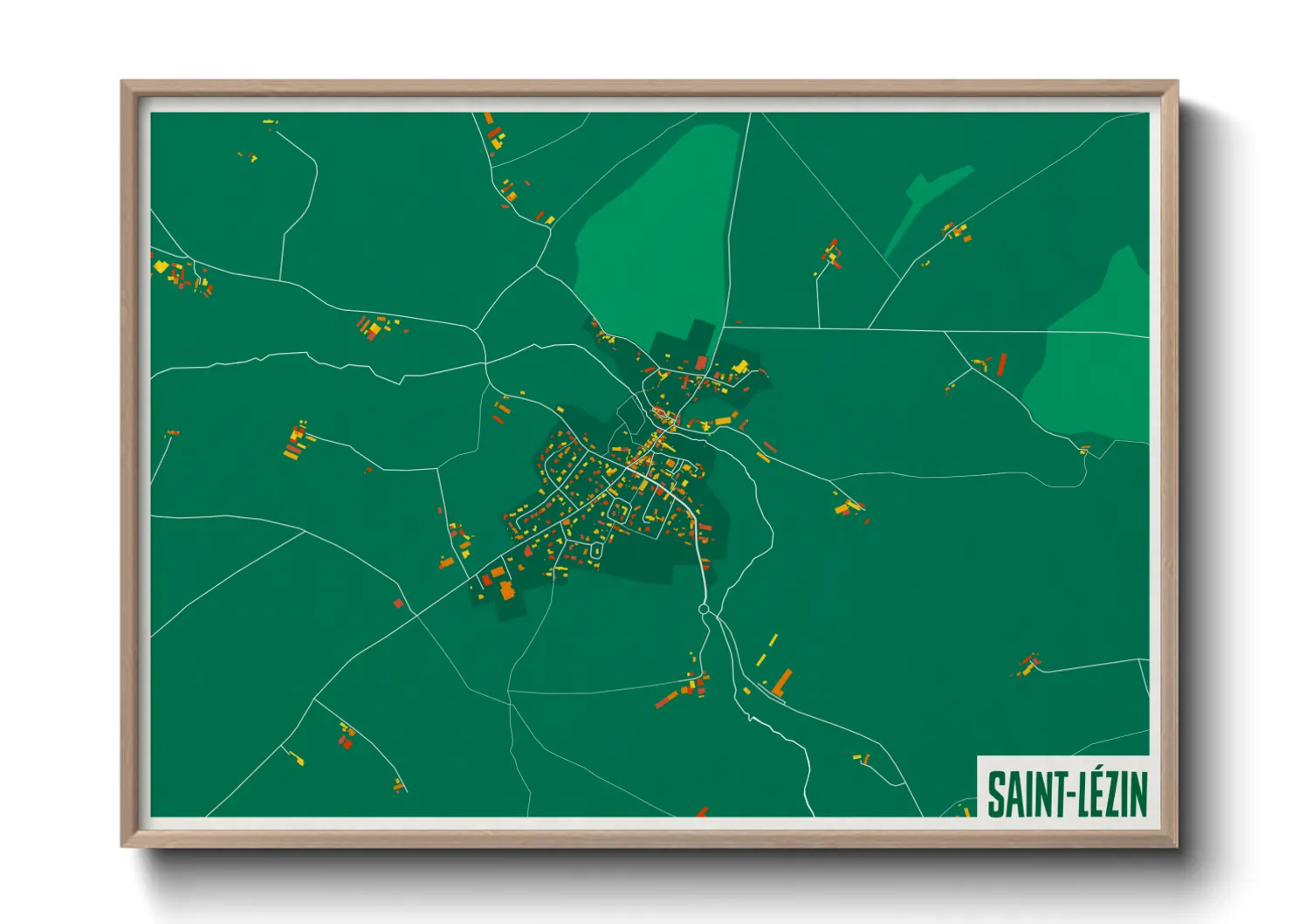 Une affiche de carte sur Saint-Lézin