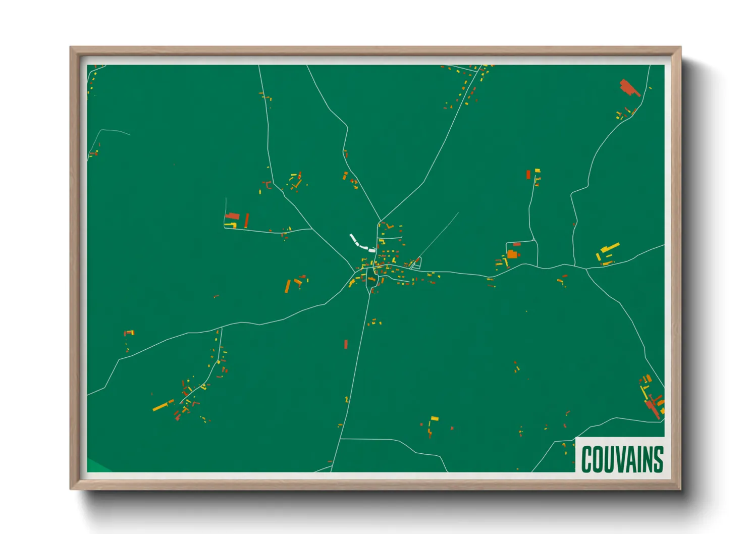 Une affiche de carte sur Couvains