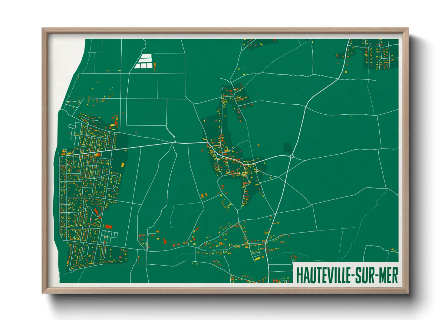 Une affiche de carte sur Hauteville-sur-Mer