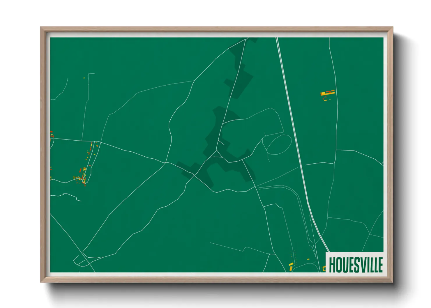 Une affiche de carte sur Houesville