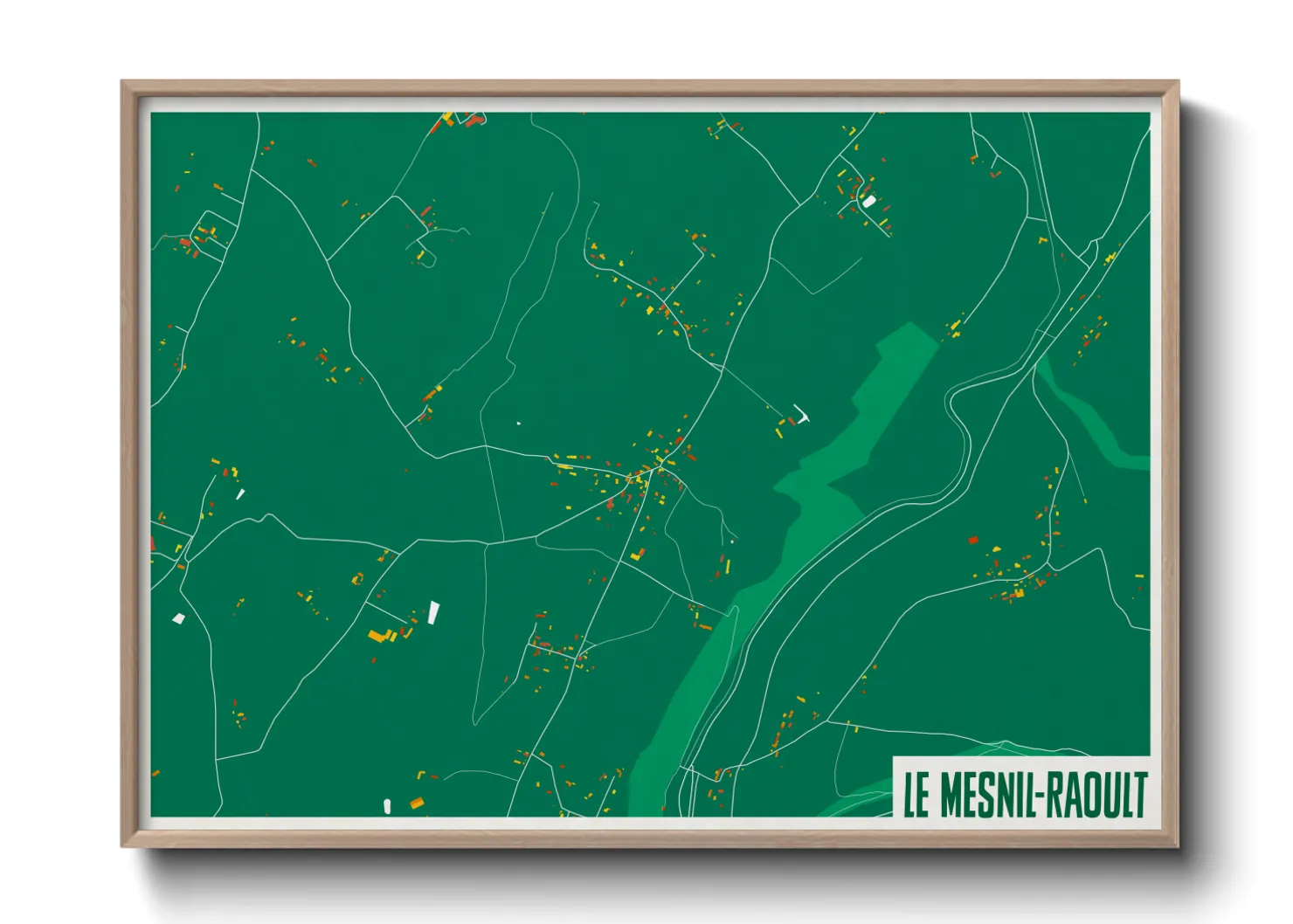 Une affiche de carte sur Le Mesnil-Raoult