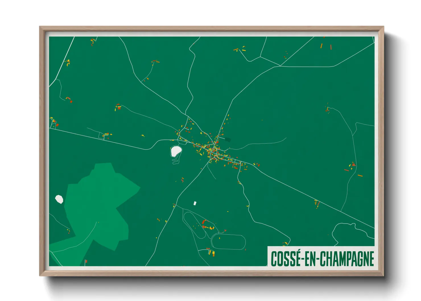 Une affiche de carte sur Cossé-en-Champagne