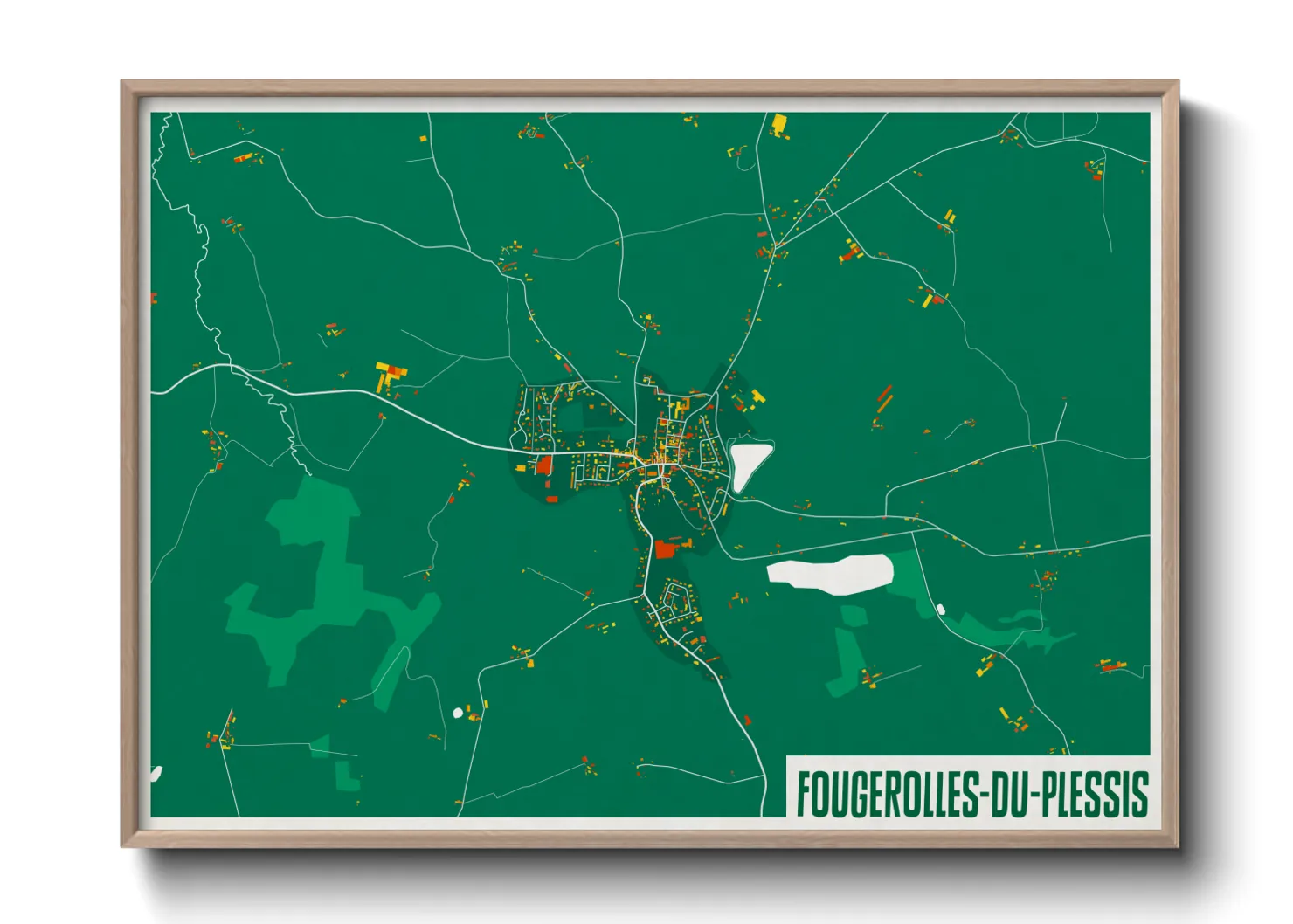 Une affiche de carte sur Fougerolles-du-Plessis