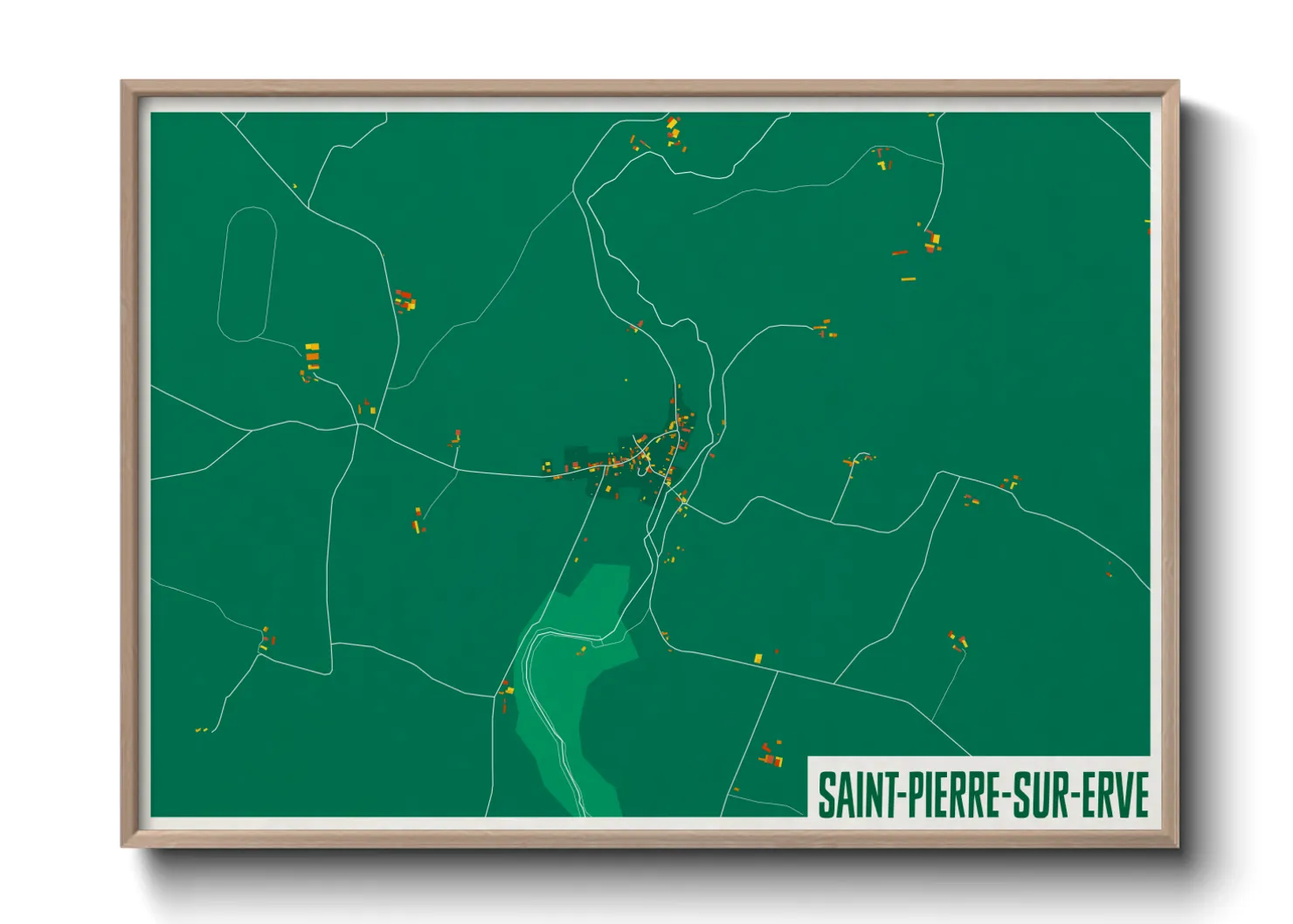 Une affiche de carte sur Saint-Pierre-sur-Erve