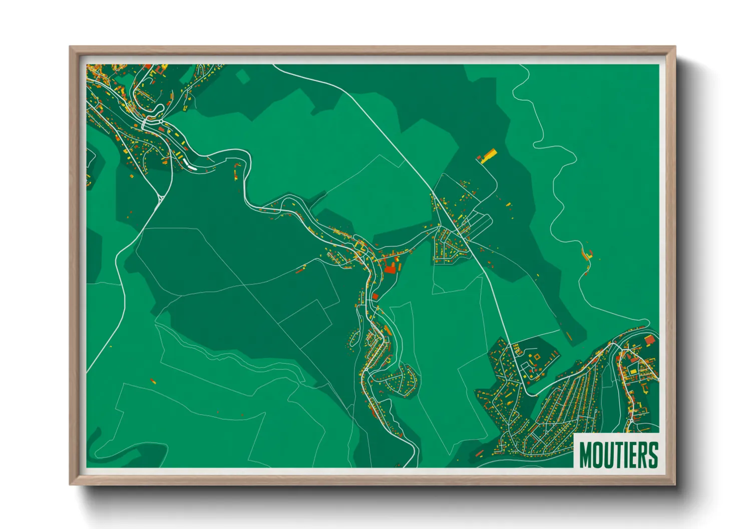 Une affiche de carte sur Moutiers