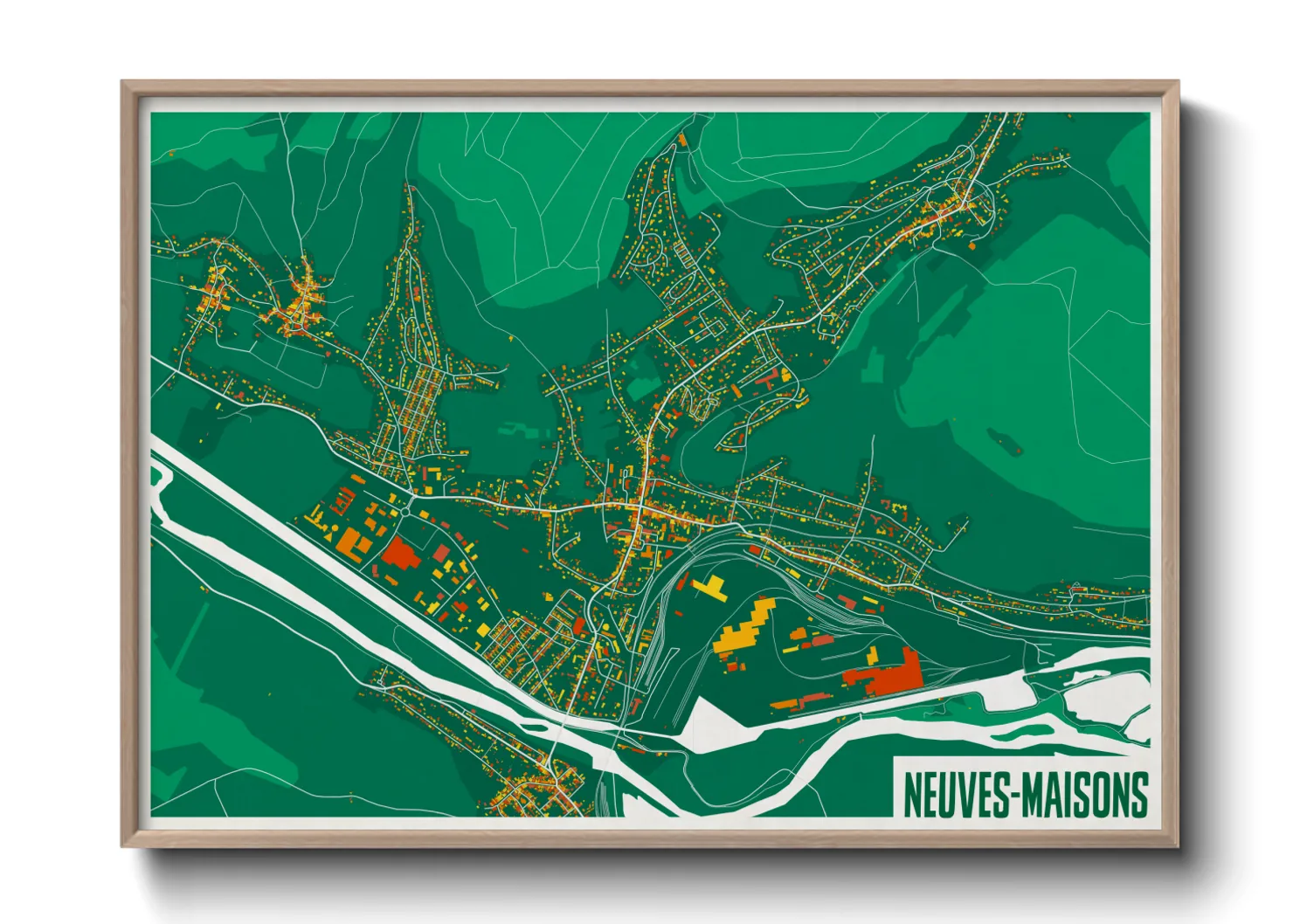 Une affiche de carte sur Neuves-Maisons