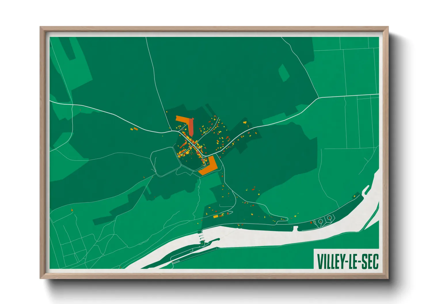 Une affiche de carte sur Villey-le-Sec