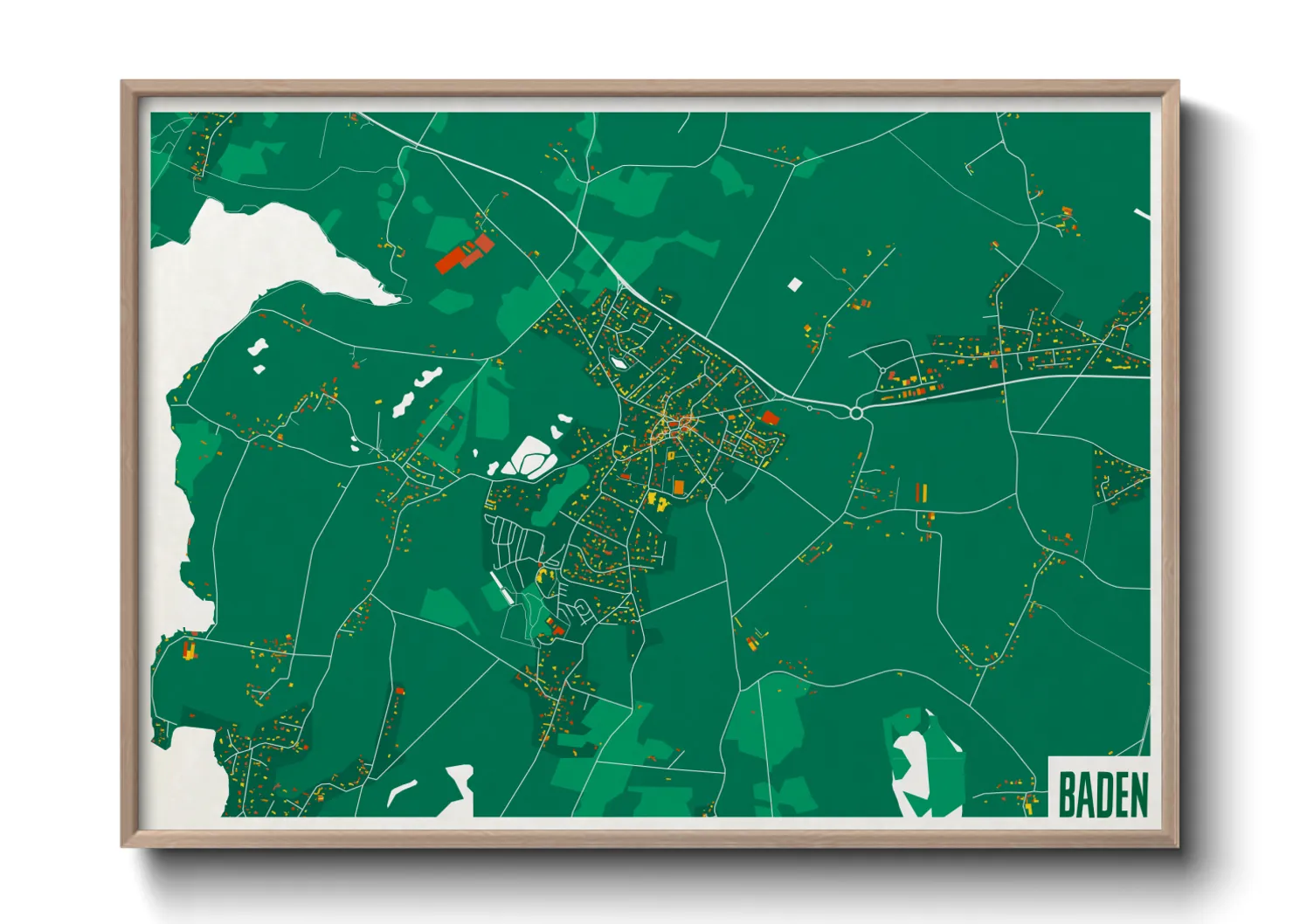 Une affiche de carte sur Baden