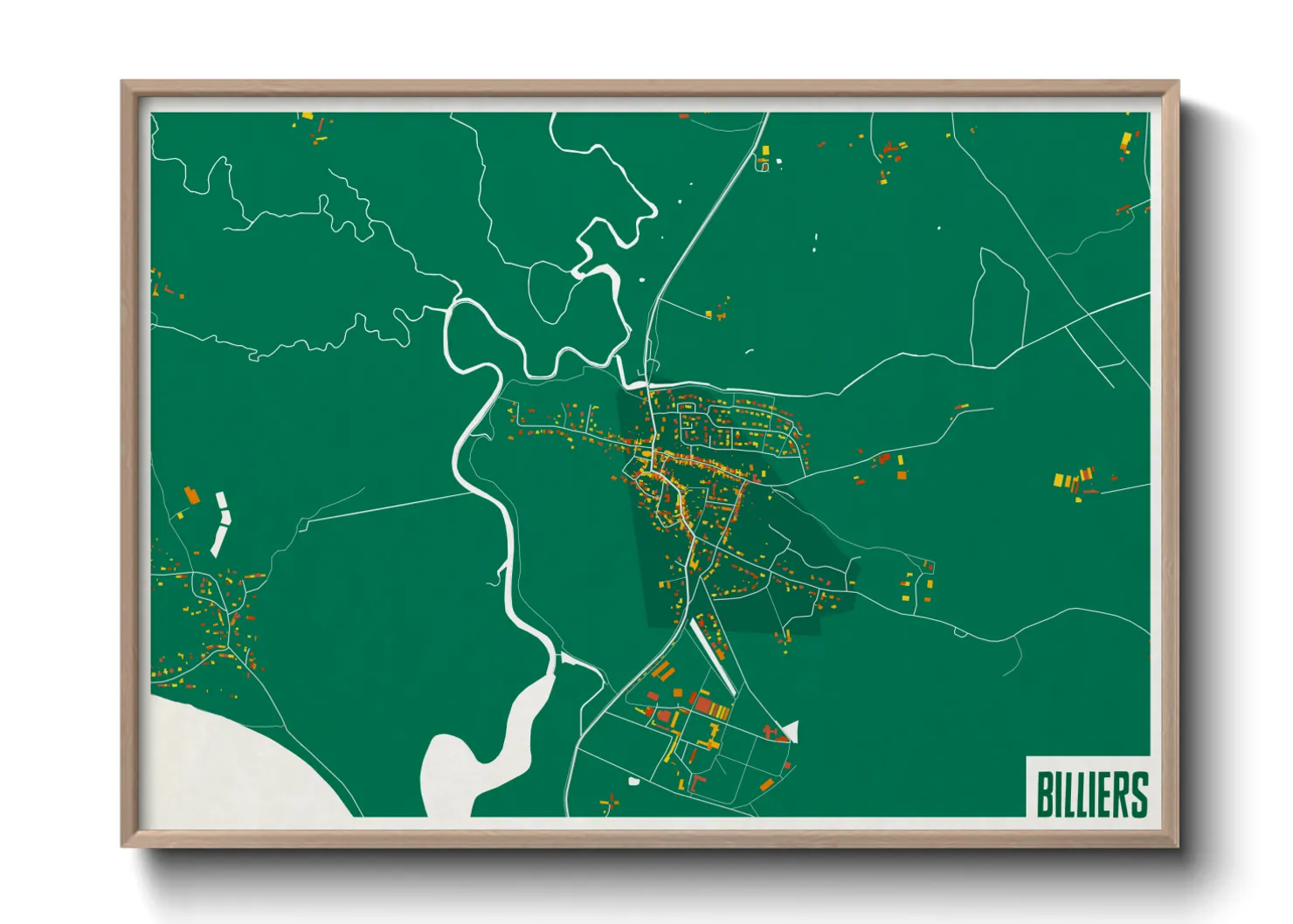 Une affiche de carte sur Billiers