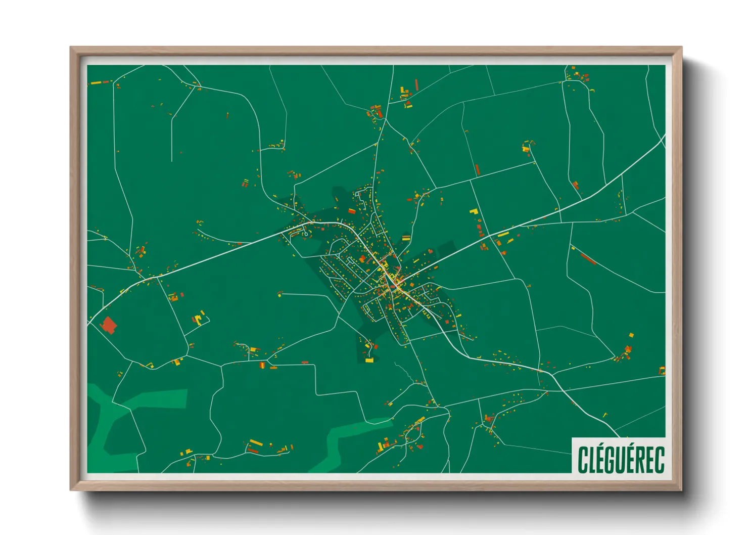 Une affiche de carte sur Cléguérec