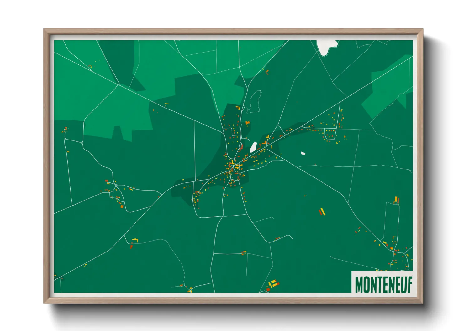Une affiche de carte sur Monteneuf