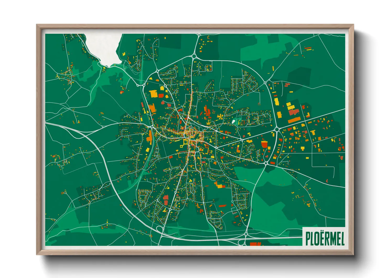 Une affiche de carte sur Ploërmel