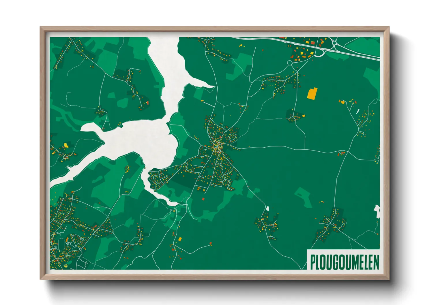 Une affiche de carte sur Plougoumelen