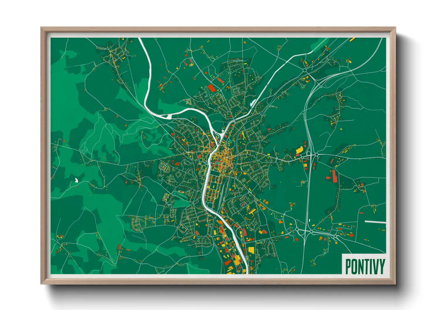 Une affiche de carte sur Pontivy