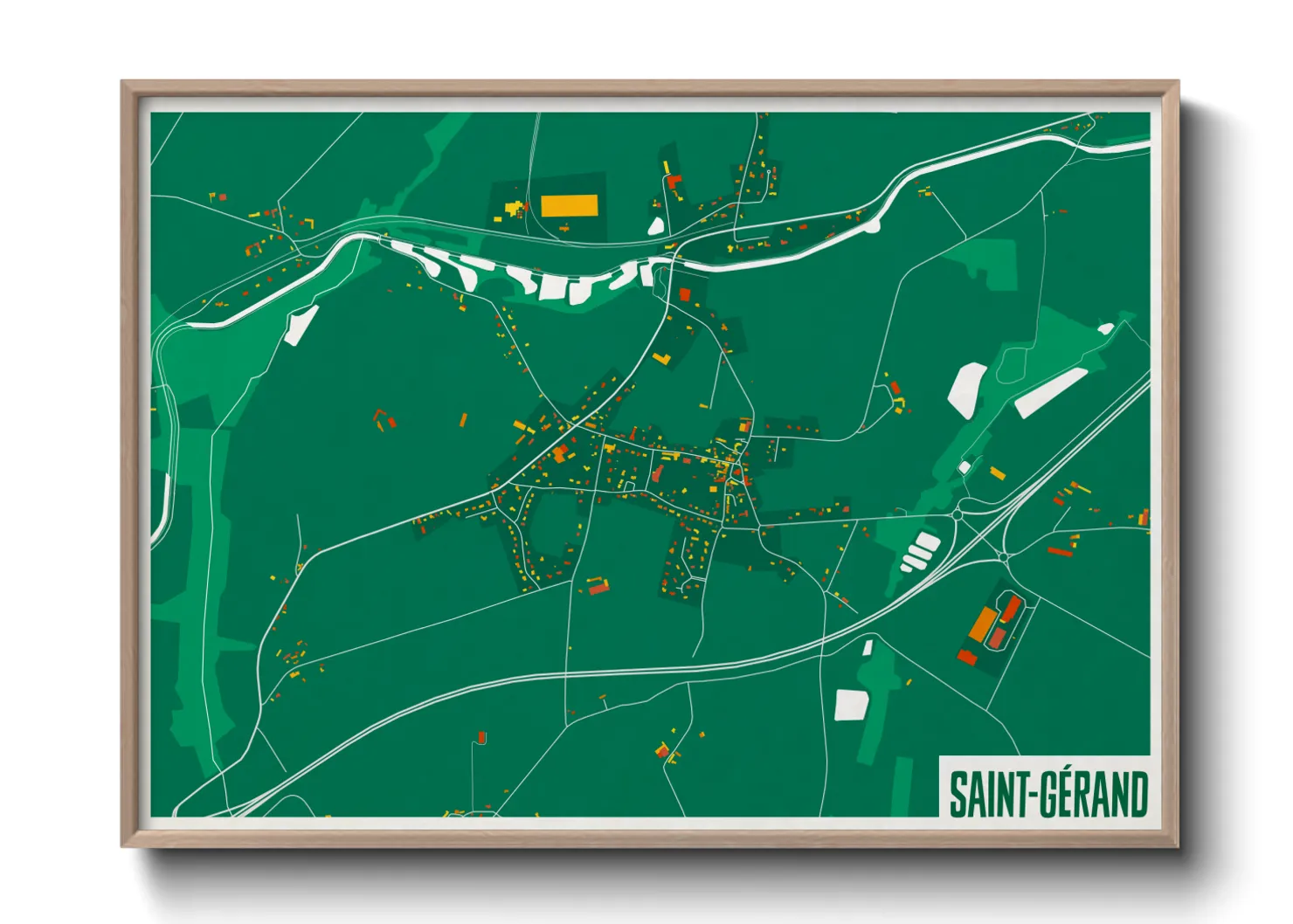 Une affiche de carte sur Saint-Gérand