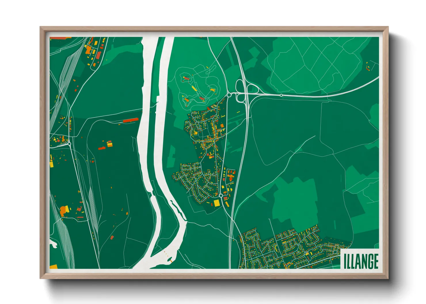 Une affiche de carte sur Illange