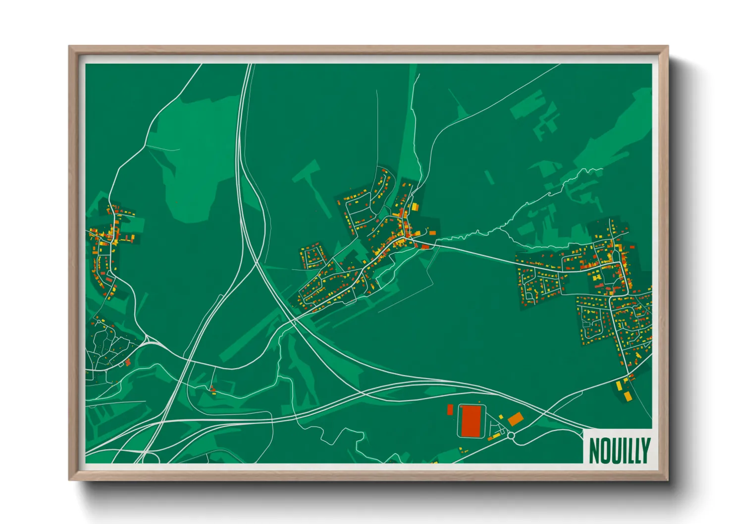 Une affiche de carte sur Nouilly