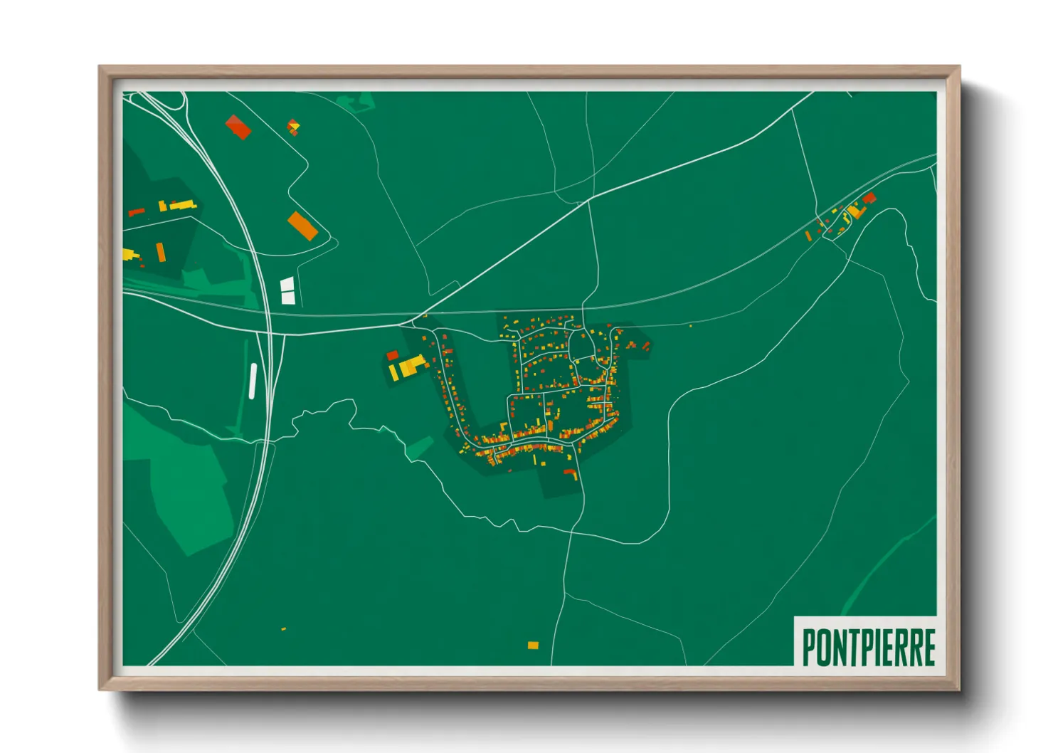 Une affiche de carte sur Pontpierre
