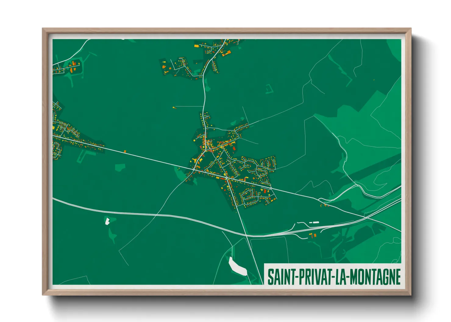 Une affiche de carte sur Saint-Privat-la-Montagne