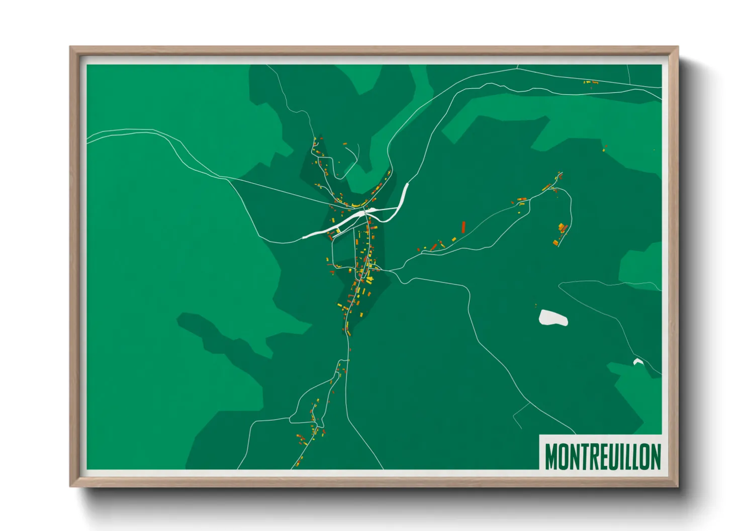 Une affiche de carte sur Montreuillon