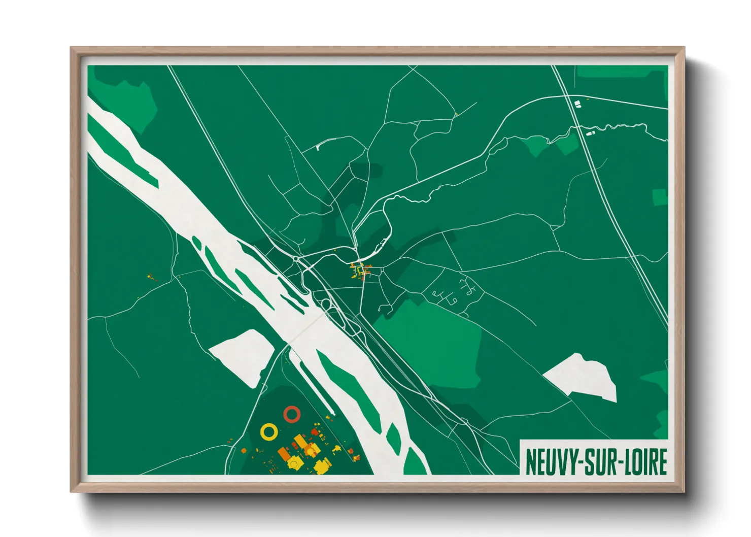 Une affiche de carte sur Neuvy-sur-Loire