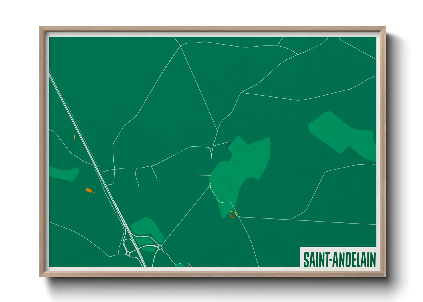 Une affiche de carte sur Saint-Andelain
