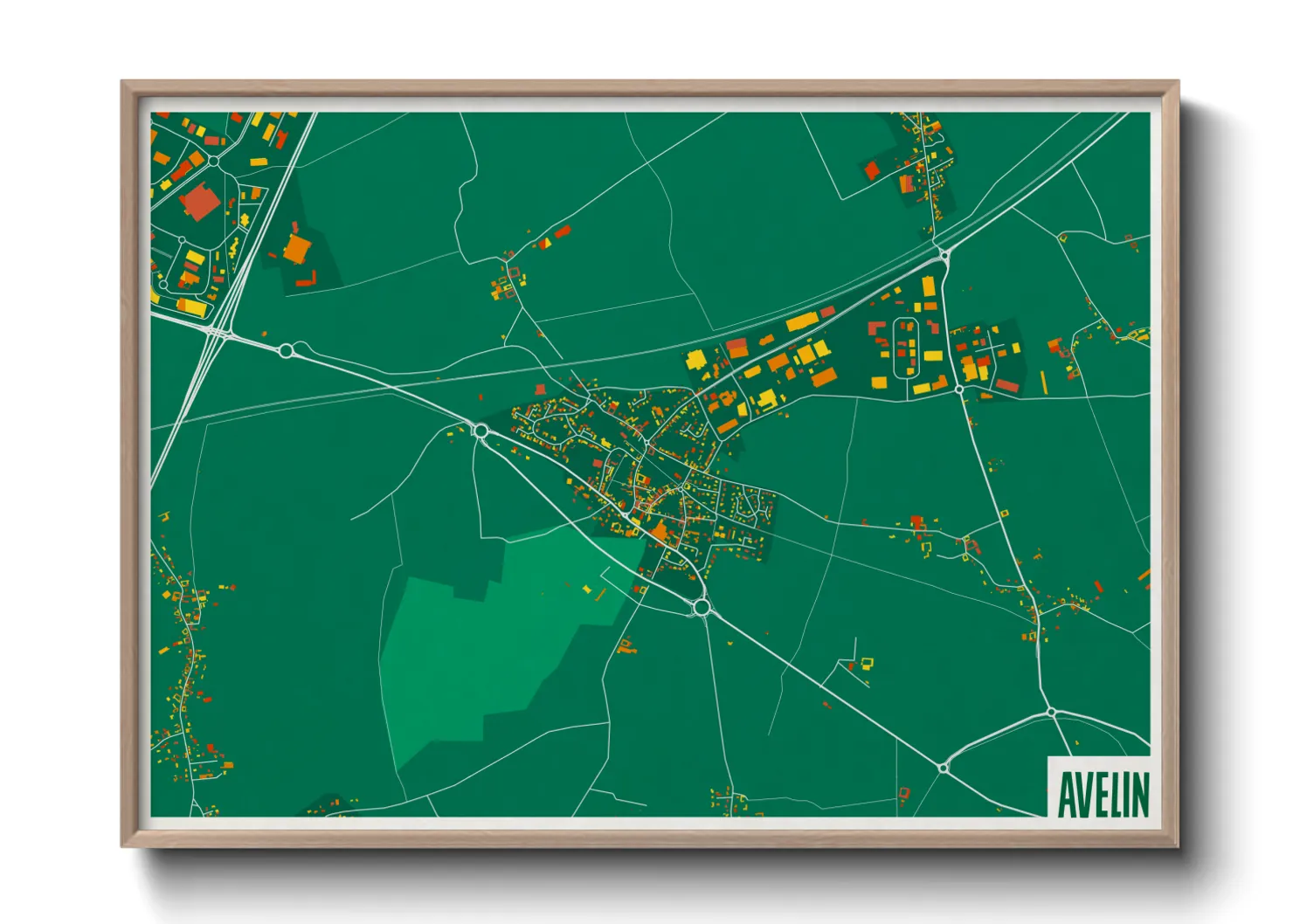 Une affiche de carte sur Avelin