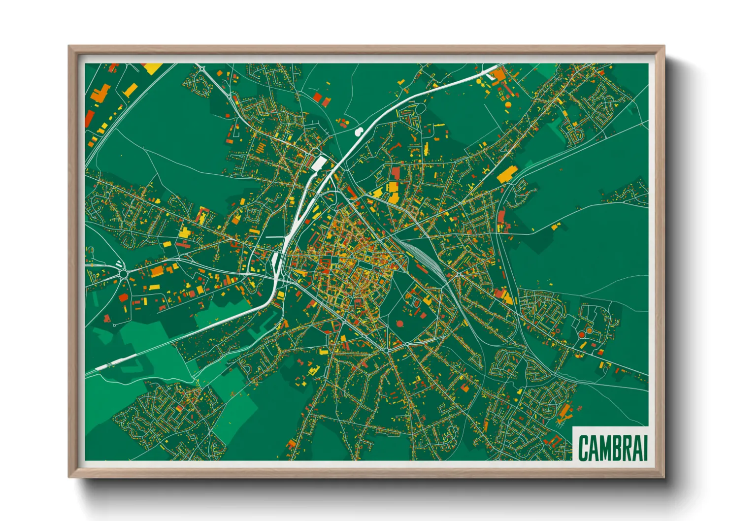 Une affiche de carte sur Cambrai