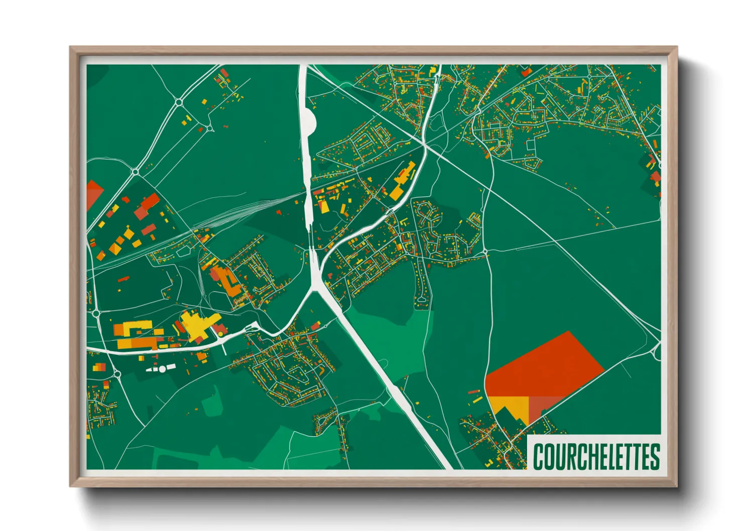 Une affiche de carte sur Courchelettes