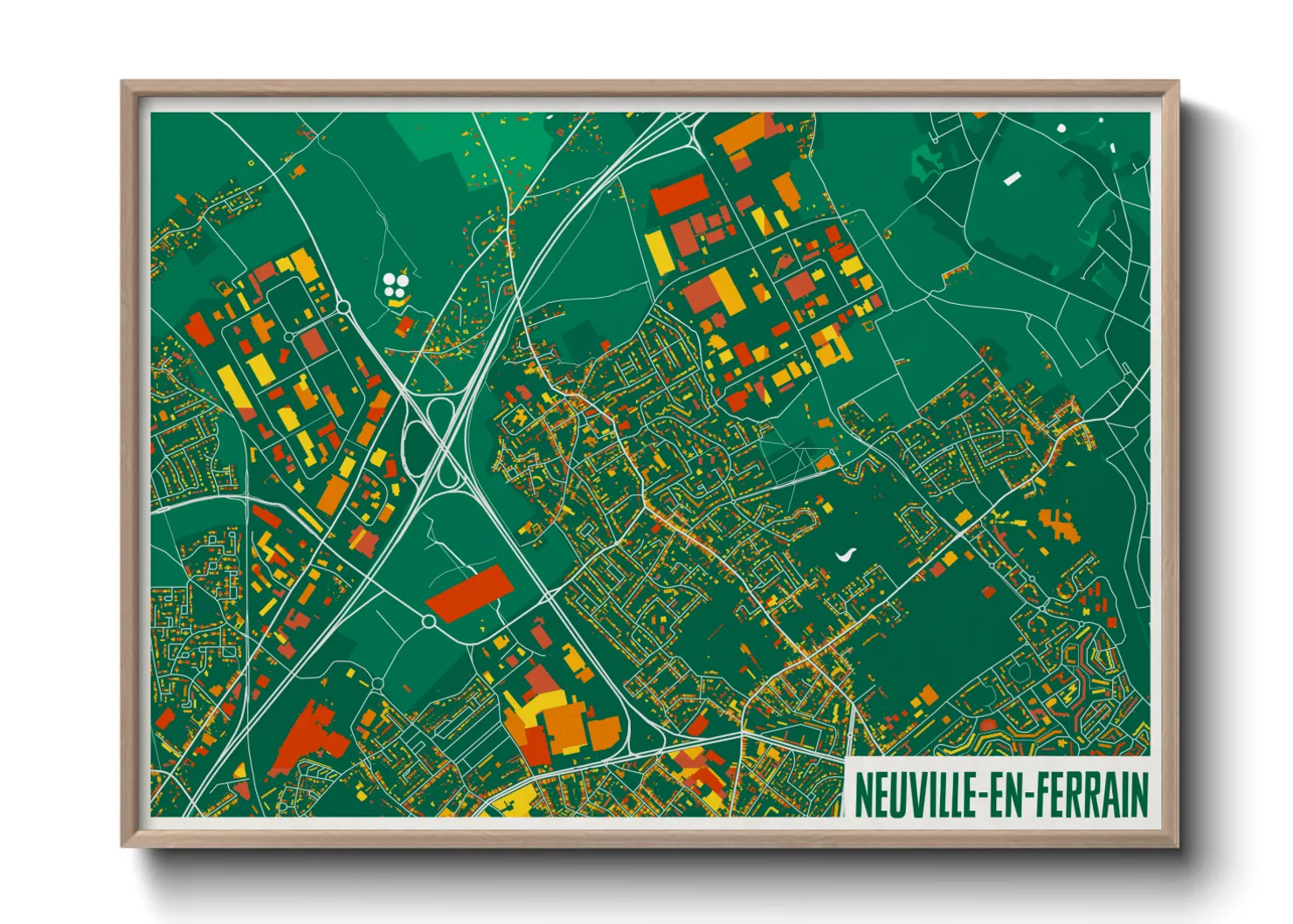 Une affiche de carte sur Neuville-en-Ferrain