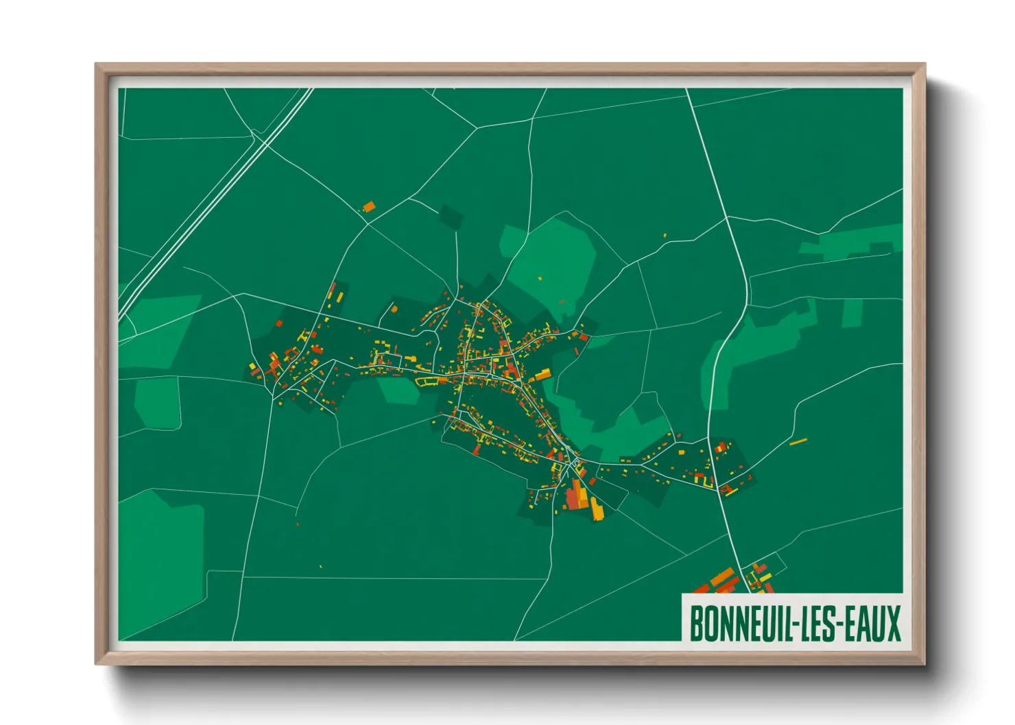 Une affiche de carte sur Bonneuil-les-Eaux