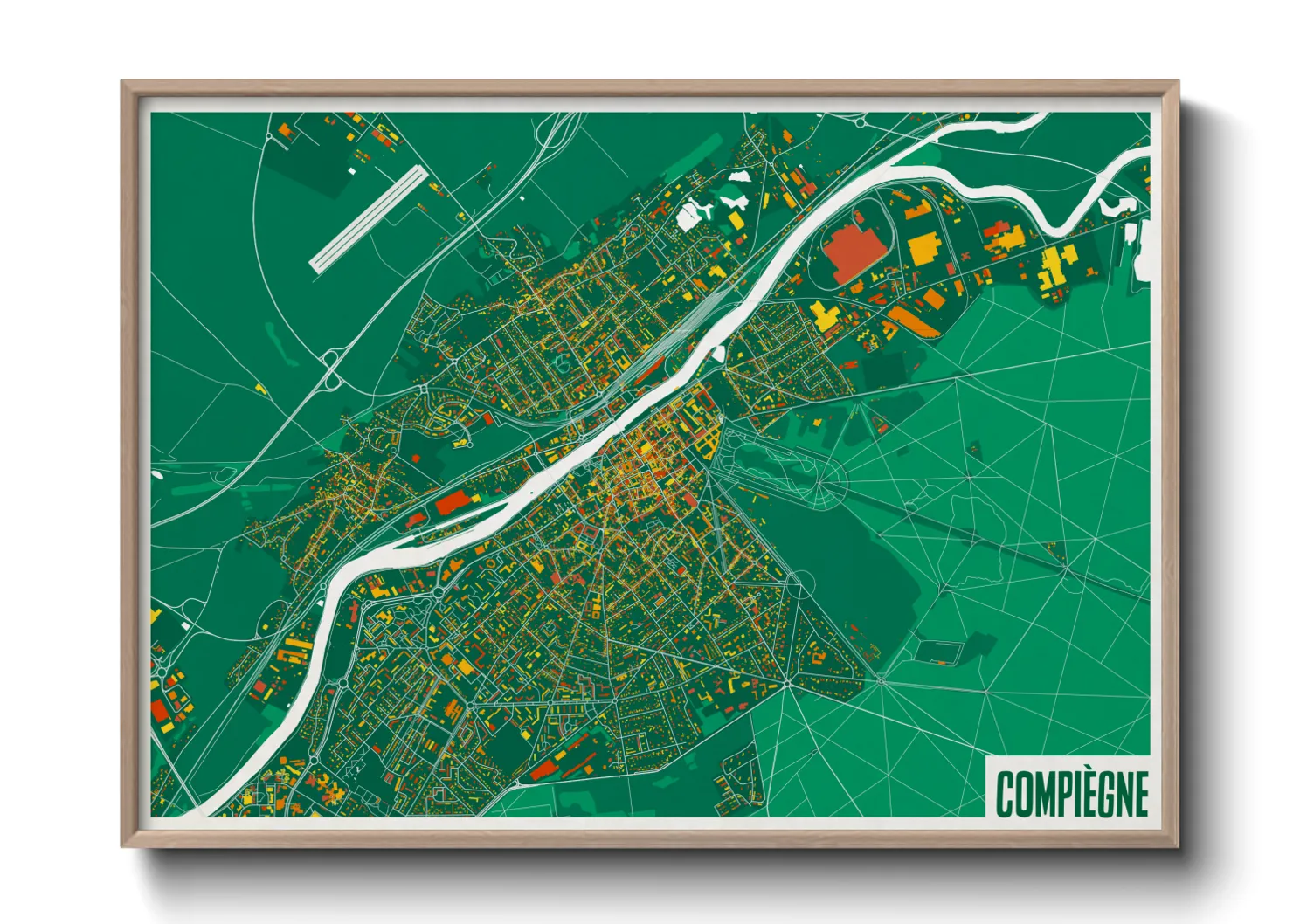 Une affiche de carte sur Compiègne