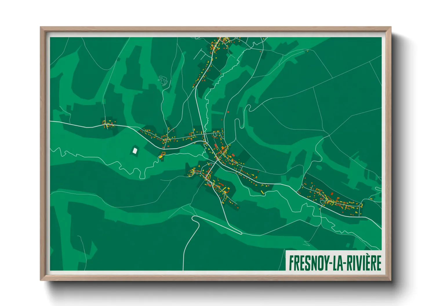 Une affiche de carte sur Fresnoy-la-Rivière
