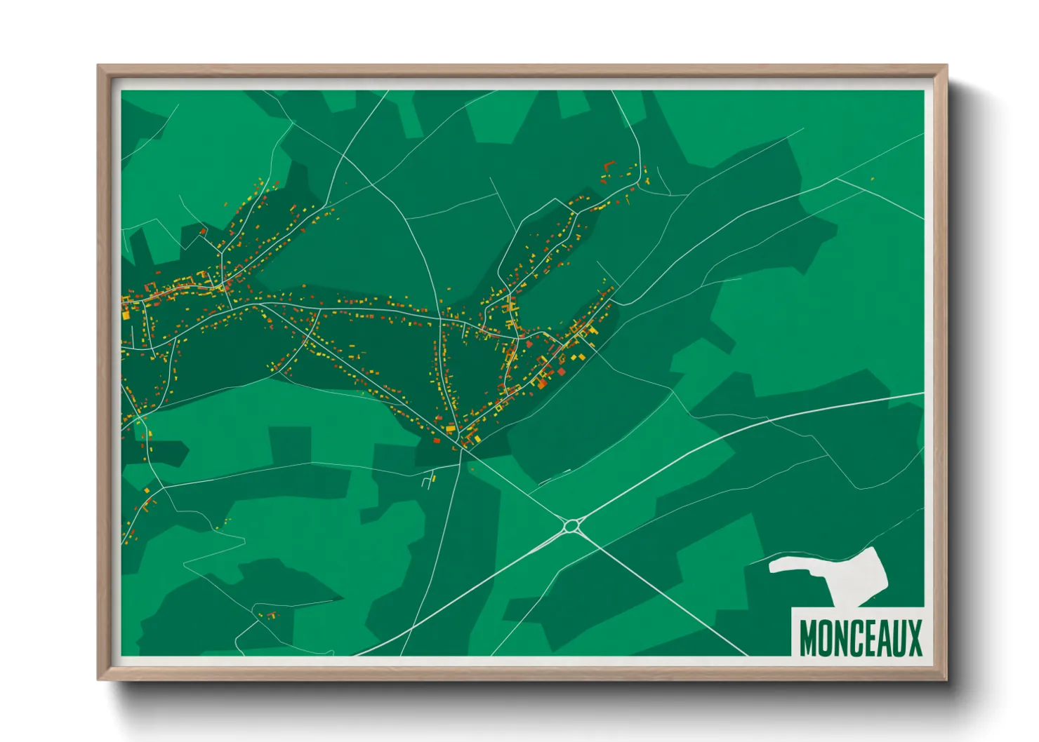 Une affiche de carte sur Monceaux