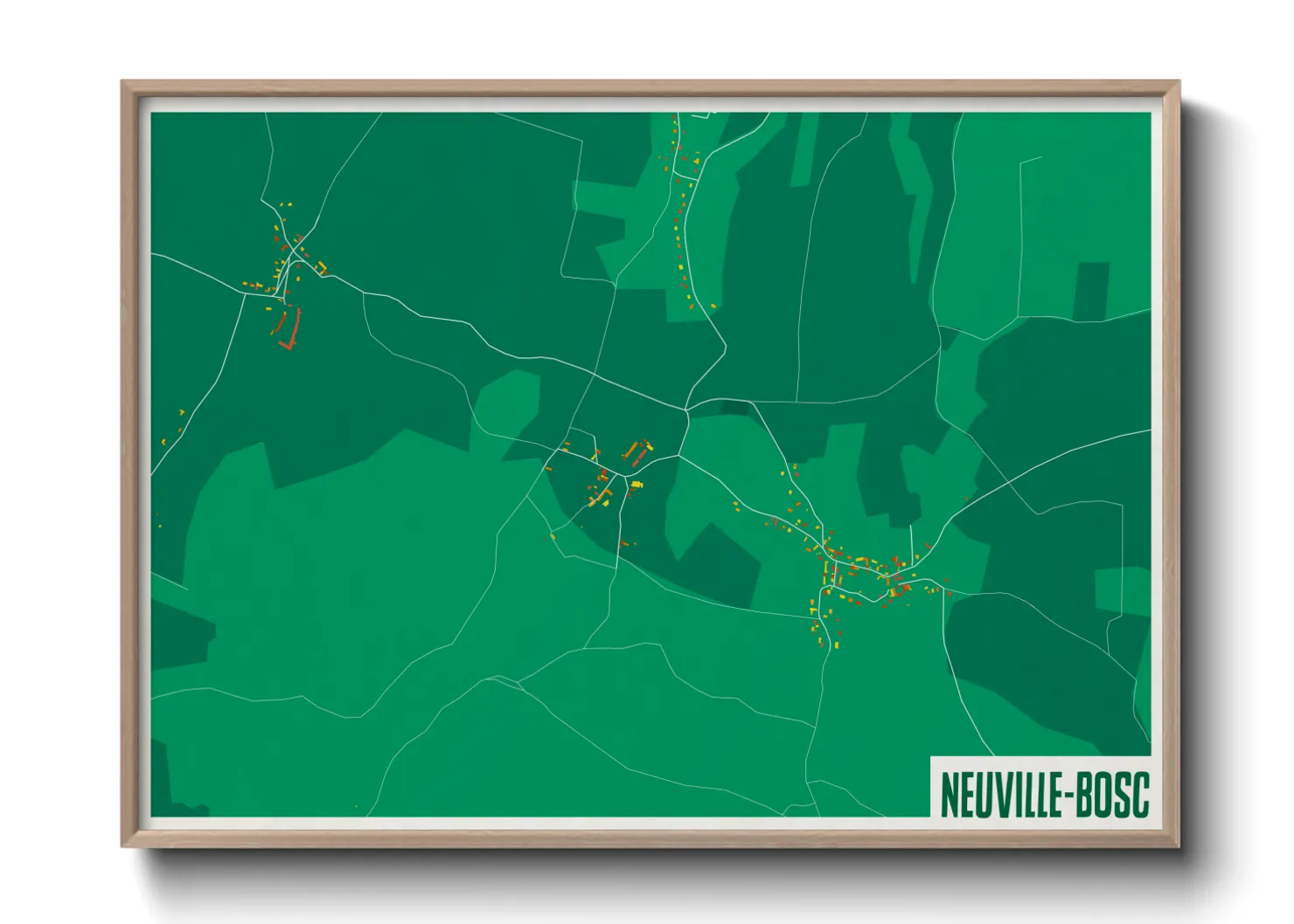 Une affiche de carte sur Neuville-Bosc