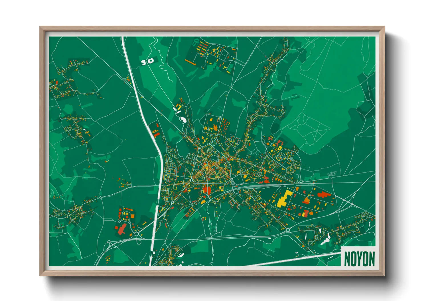 Une affiche de carte sur Noyon