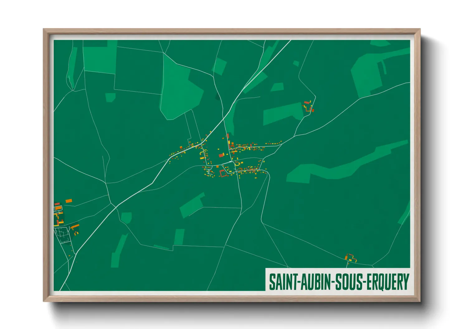 Une affiche de carte sur Saint-Aubin-sous-Erquery