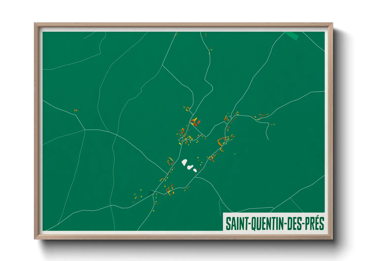 Une affiche de carte sur Saint-Quentin-des-Prés