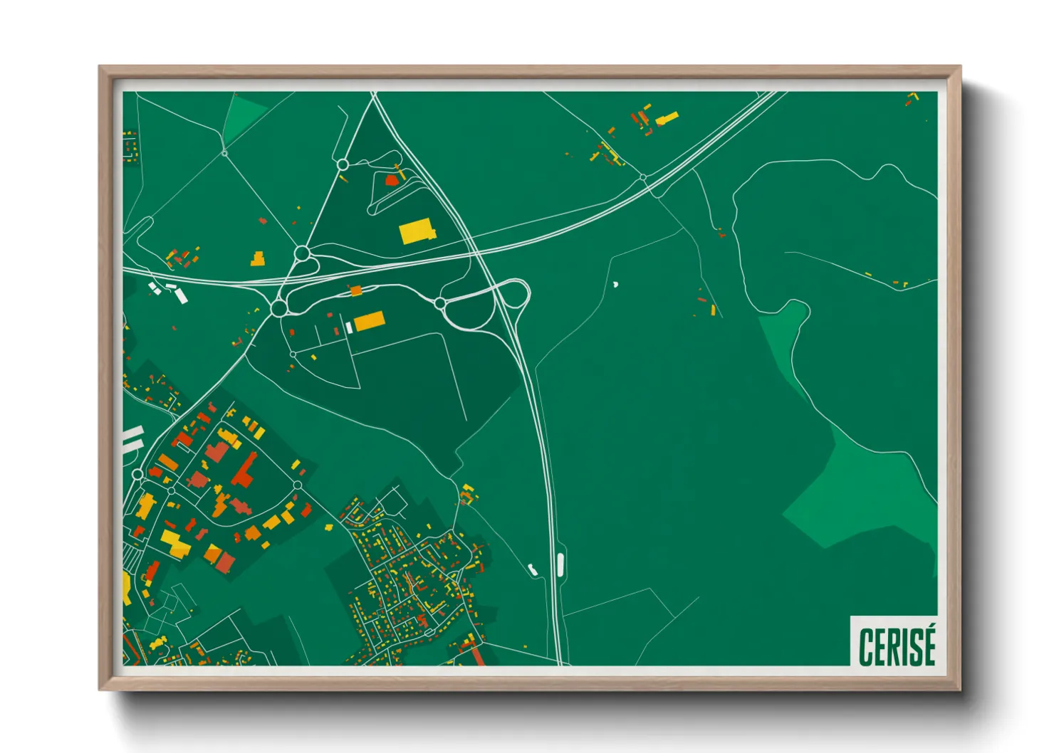 Une affiche de carte sur Cerisé