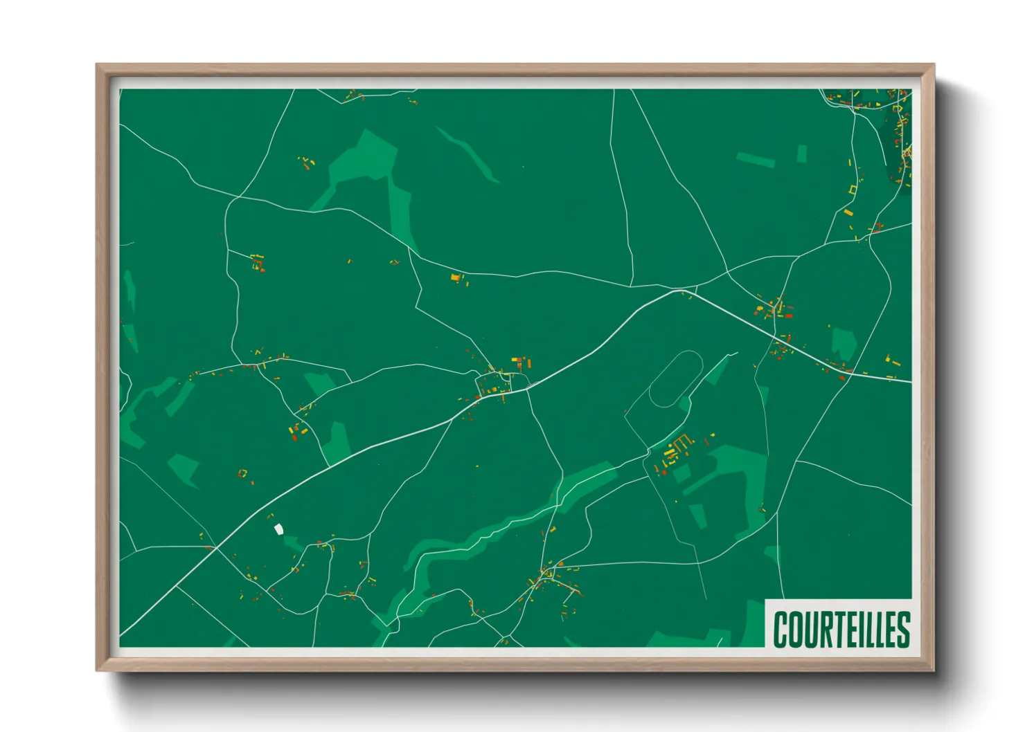 Une affiche de carte sur Courteilles