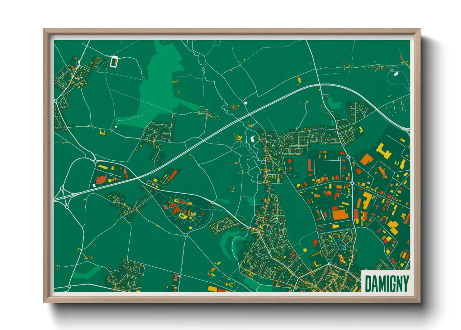 Une affiche de carte sur Damigny