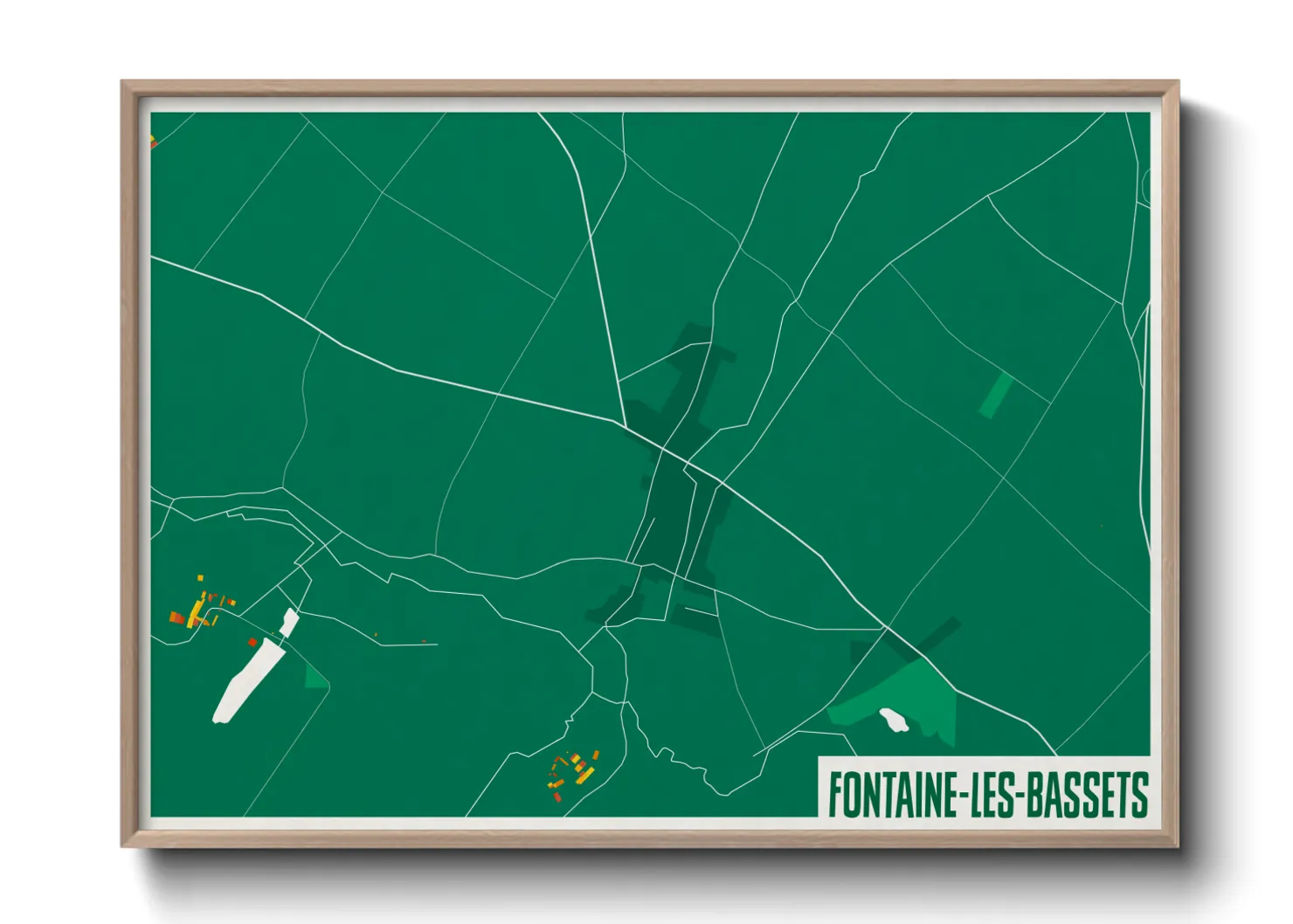 Une affiche de carte sur Fontaine-les-Bassets
