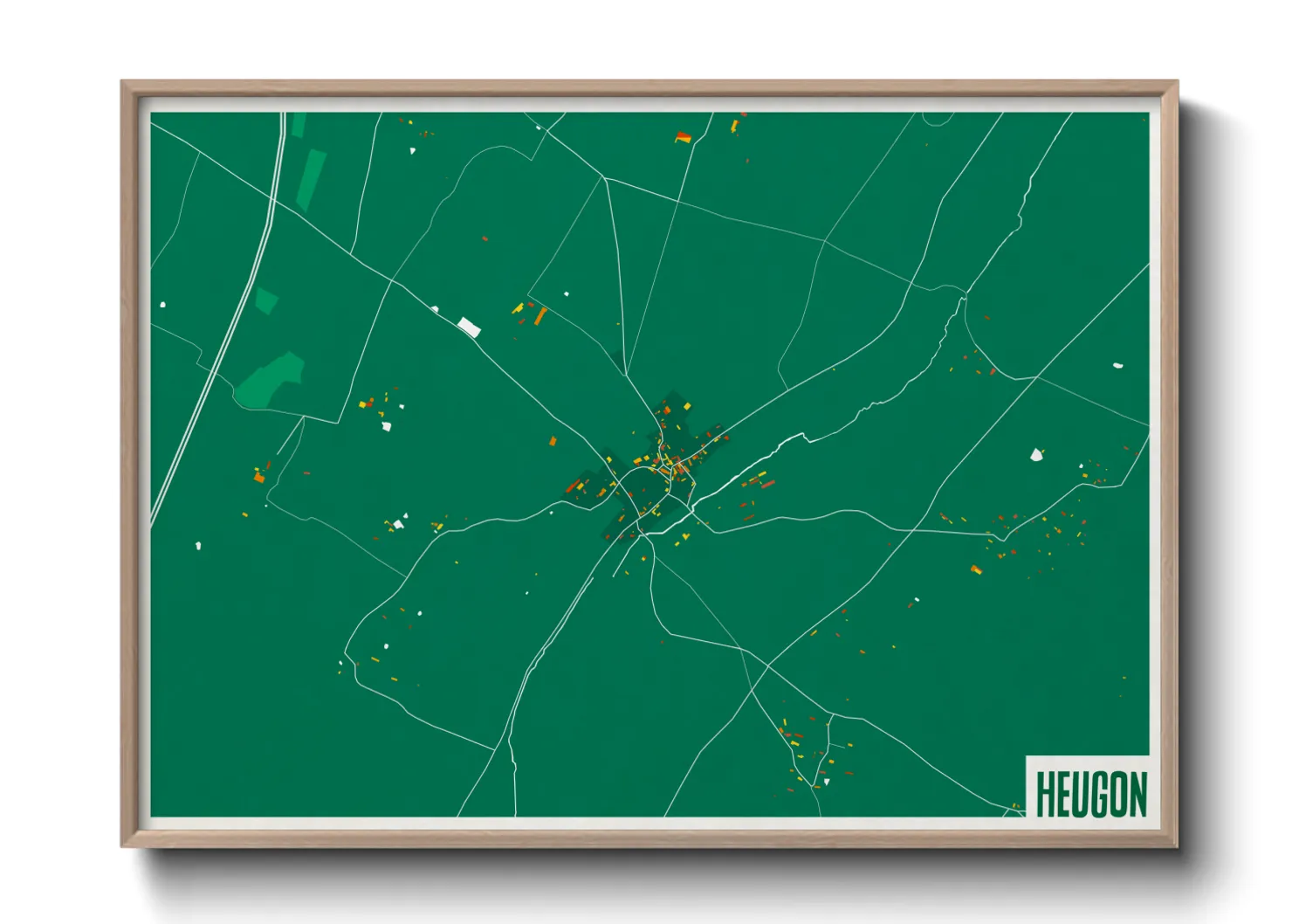 Une affiche de carte sur Heugon