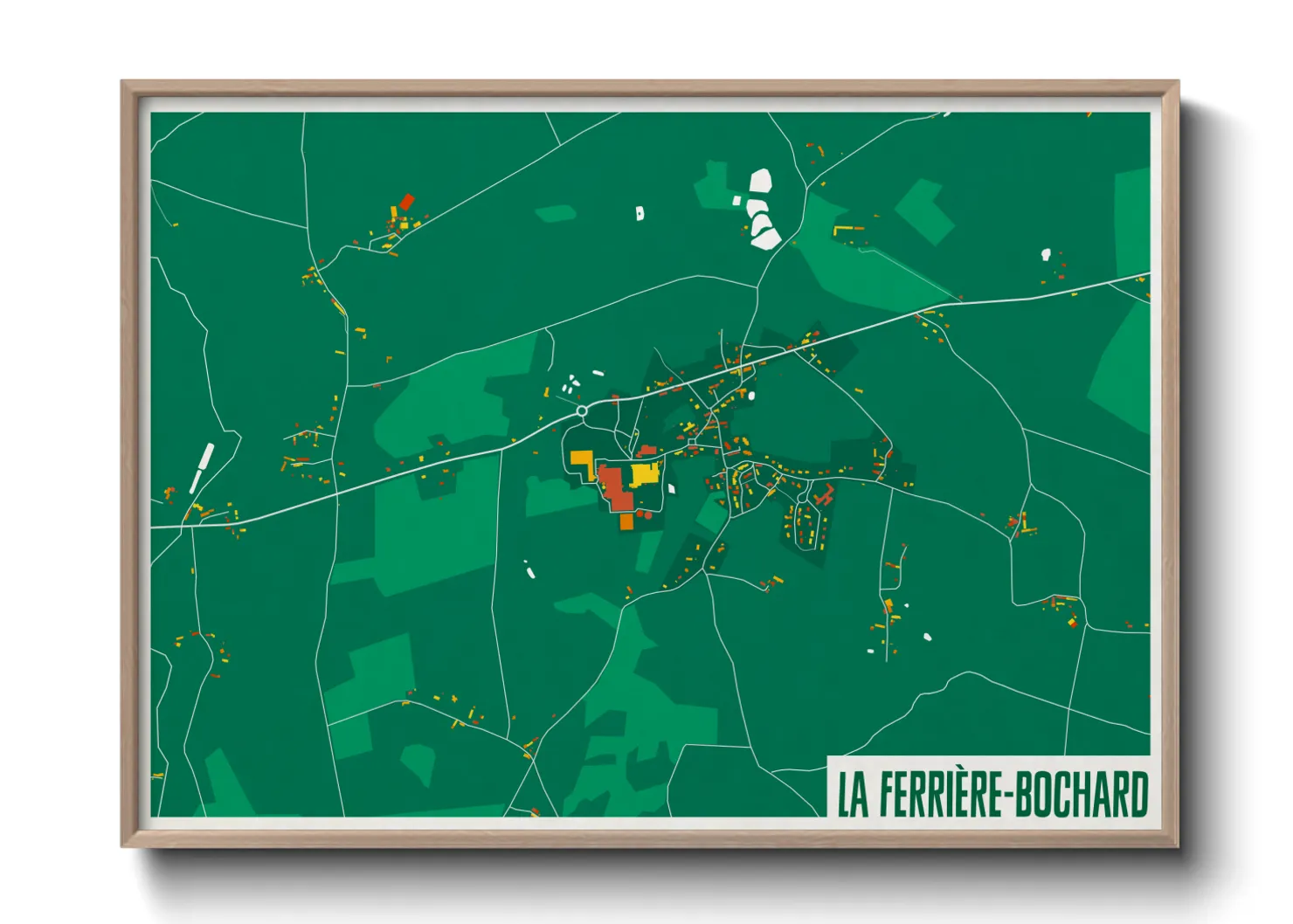 Une affiche de carte sur La Ferrière-Bochard